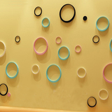 3D立体墙贴波尔卡圆环客厅床头亚克力墙贴儿童房幼儿园背景装饰画