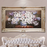 欧式风格花卉百合花油画客厅沙发背景画横版餐厅卧室挂画温馨浪漫