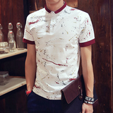 polo衫男士短袖t恤夏季新款青少年韩版修身立领半袖纯棉潮非主流