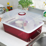 碗柜厨房塑料碗架沥水架大号带盖晾碗置碗架多功能双层餐具收纳盒