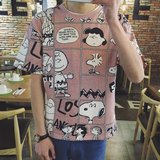 2016夏季青年休闲韩版修身TEE圆领套头卡通动漫印花涂鸦短袖T恤男