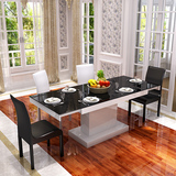 小户型简约版餐桌 伸缩折叠桌 现代白色烤漆钢化玻璃餐桌椅组合