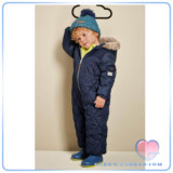 英国NEXT代购15童装男童男宝宝海軍藍菱格紋防雪裝連帽連身衣