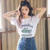 2016夏季新品韩版字母印花卡通可爱宽松纯棉韩国短袖T恤女学生潮