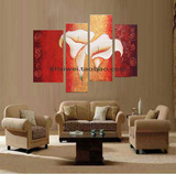 客厅欧式装饰画花卉手绘画抽象无框画玄关单幅竖挂画立体油画