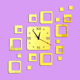 DIY挂钟客厅办公时尚个性创意挂钟表3D立体字墙贴装饰时钟正方形