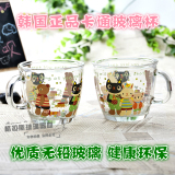 出口正品韩国加厚耐热创意卡通玻璃杯茶杯水杯咖啡杯果汁杯牛奶杯