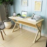电脑桌台式书桌简易家用隔板经济型简约现代组装原木木书架桌子