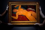 客厅装饰 纯手绘油画 名作临摹 莫迪里阿尼《侧卧的裸女》