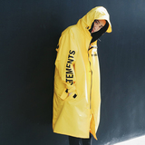 原创时尚潮牌胶质防水雨衣 韩国多功能风衣雨披中长款外套防晒衣