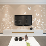 无缝整张壁画 客厅卧室电视背景墙纸墙布 3d现代简约花鸟蝴蝶壁纸