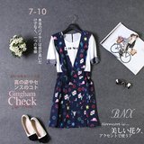 韩国BNX 2016夏新款 背带 公主裙 创意印花图案连衣裙BOBOP437X0