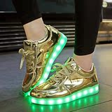 发光鞋板鞋女金色七彩光充电led亮灯运动学生秋季漆皮单鞋男街舞