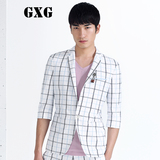 GXG[特惠]男装热卖 男士时尚潮流蓝白格纹休闲西装外套#42101005