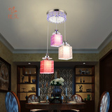 客厅餐厅灯吊灯三头彩色LED水晶灯现代简约时尚创意个性吧台灯具
