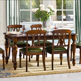 美式乡村全实木餐桌长方形饭桌现代简约餐厅家具4-6人餐桌椅组合