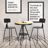 千禾家居美式复古咖啡厅桌椅套装实木茶几铁艺小圆桌酒吧桌椅组合