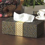 帝梵正品纸巾盒抽纸盒创意欧式皮革餐巾盒子客厅黑色家用会所