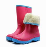 冬季时尚加绒中筒雨鞋女厚底保暖雨靴加棉防滑套鞋水鞋胶鞋