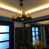 美式吊灯简约乡村客厅灯餐厅欧式复古北欧田园卧室长方形云石灯具