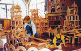 幼儿园早教儿童建构拼搭积木 木制益智玩具 大型实心积木398件XT