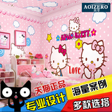 儿童房墙纸 女孩卧室ktv背景墙壁纸hello kitty卡通 个性大型壁画