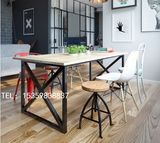 咖啡厅桌椅 时尚实木混搭 复古loft 餐桌 特色餐馆主题餐厅桌椅