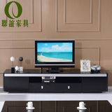 华人顾家钢化玻璃简约现代电视柜铝合金拉丝橡木皮电视柜组合007