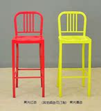 欧式铁制海军椅 时尚餐椅咖啡厅椅子 吧台椅凳 简约 彩色椅子