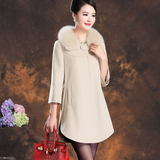 外域品牌手工双面羊绒大衣女装立领 2015秋冬羊毛呢外套中长款