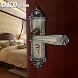欧凯迪 青古铜门锁室内 现代简约中式双锁舌双开子母门卧室门锁