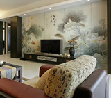 新中式电视背景墙大型壁画定制壁纸 客厅沙发背景山水画3d墙纸