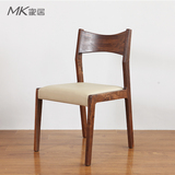 北欧日式黑胡桃木餐椅全实木软包椅子靠背无扶手书桌椅子咖啡餐厅