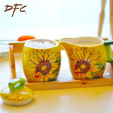 DFC陶瓷糖罐奶杯套装 欧式创意手绘咖啡杯牛奶杯糖缸早餐杯麦片杯