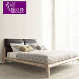 曼尼森家具 北欧小户型双人床 简约现代实木床 欧式1.8风格真皮床