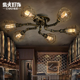 loft美式复古吸顶灯 工业风创意个性铁艺酒吧客厅餐厅水管吸顶灯