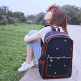 英伦帆布双肩包女夏季韩版初中学生大容量书包日韩高中生校园背包