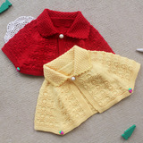 手工编织儿童毛衣披风 女童小宝宝斗篷 手织羊毛线小披肩 爱草莓