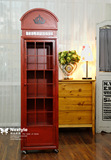 复古英国铁质大号红色伦敦电话亭书柜模型咖啡店酒吧摆件展示道具
