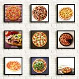 披萨店装饰画 西餐厅美食文化工艺水果蔬菜有框画黑框 照片墙挂画