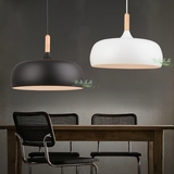 北欧简约客厅日式餐厅黑白单头吊灯 现代木艺美式三头创意灯具