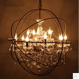 圆球地球仪客厅餐厅蜡烛led水晶吊灯圆形 美式复古工业吊灯创意