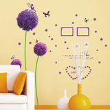 DIY墙贴壁贴纸卧室温馨客厅装饰贴壁贴照片贴纸壁纸紫色蒲公英