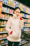 2015韩版羊羔毛鹿皮绒机车短外套冬装新款加厚中长款棉服女士促销