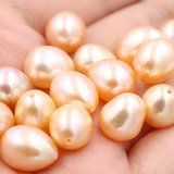 天然珍珠吊坠 水滴型强光珍珠项坠10-11mm diy半孔裸珠单科珠粉色