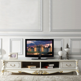 欧式实木电视机柜组合1.8/2.4/2米地柜美式矮柜地平柜白色描金