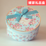 韩国小清新粉色鲜花礼品盒圆形礼物盒大号礼盒生日包装盒化妆品盒