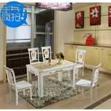 现代简约欧式黄玉大理石餐桌长方形实木餐桌烤漆组合一桌4椅6椅