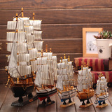 地中海风格手工实木帆船客厅隔板电视柜台装饰品招财一帆风顺摆件