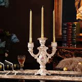 欧式家居客厅日用烛台陶瓷工艺摆件餐桌摆设描金玫瑰三头烛台B61